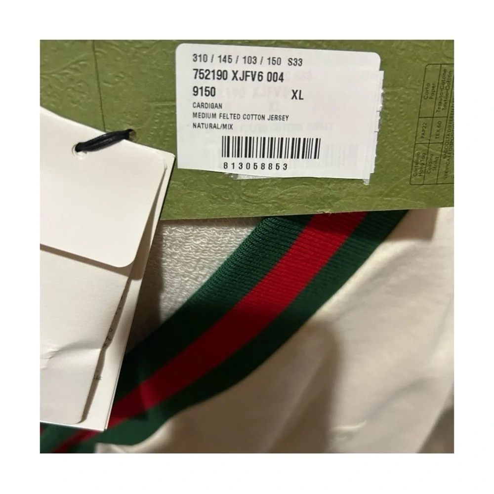 Gucci cotton jersey cardigan with Web detail size XL made in Italy